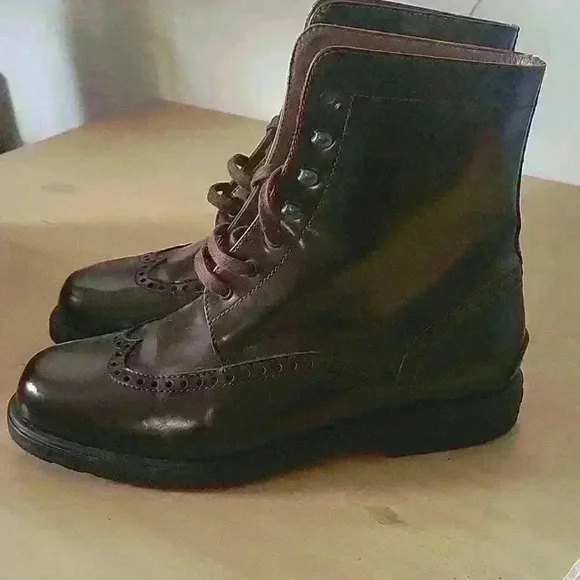 Fratelli Rossetti sz 34 combat mahogany leather boots‎