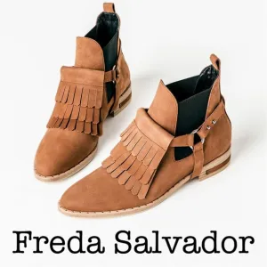 Freda Salvador Blaze Caramel Suede Leather Chelsea Mud Heeled Boots Size 7 1/2