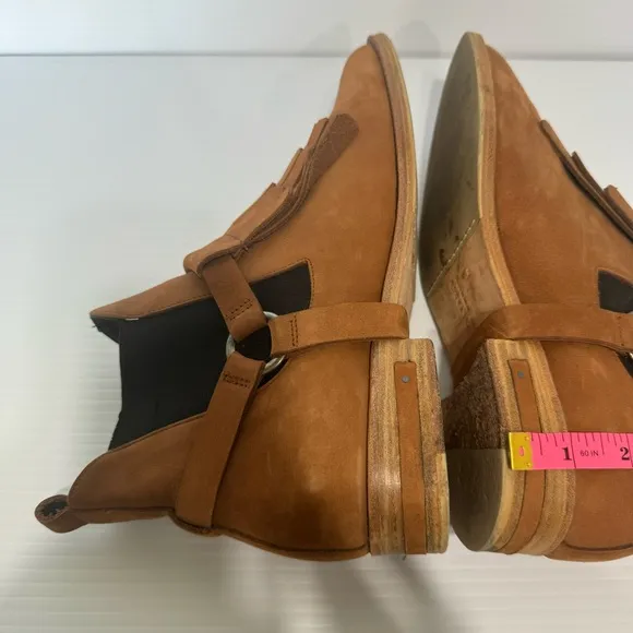 Freda Salvador Blaze Caramel Suede Leather Chelsea Mud Heeled Boots Size 7 1/2