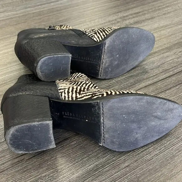 Freda Salvador pony hair and leather zebra ankle boots.  Size 7