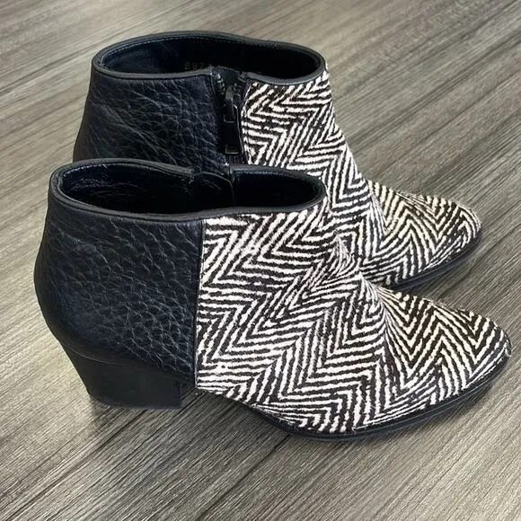 Freda Salvador pony hair and leather zebra ankle boots.  Size 7