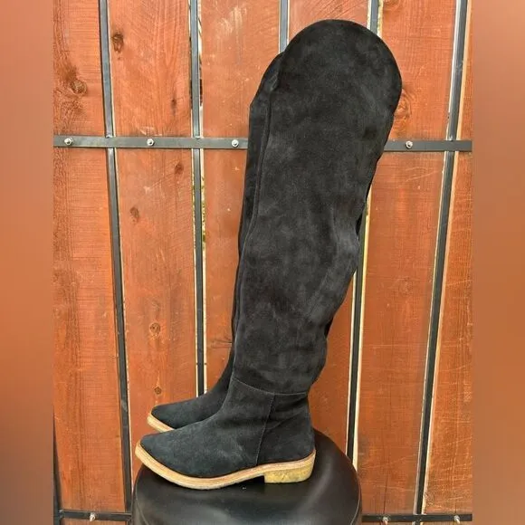 Free People Banks Over-The-Knee Boots Black Suede