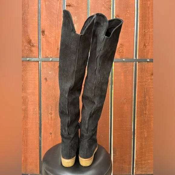 Free People Banks Over-The-Knee Boots Black Suede