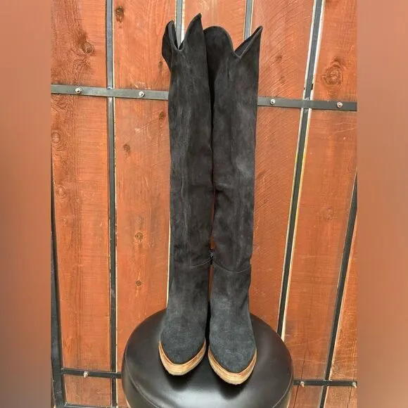 Free People Banks Over-The-Knee Boots Black Suede