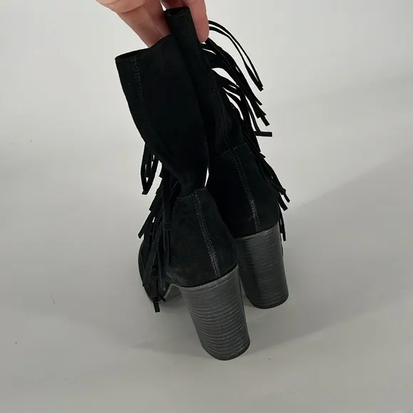 FREE PEOPLE Black Leather Suede Slouch Tassel Boots - Women’s Size 11 - No Box