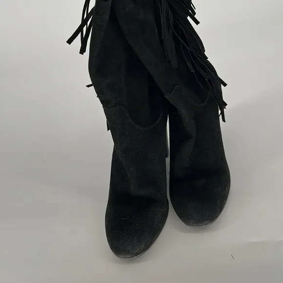 FREE PEOPLE Black Leather Suede Slouch Tassel Boots - Women’s Size 11 - No Box