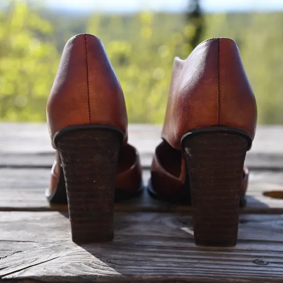 Free People Brown Heeled Boots with Stacked Heel