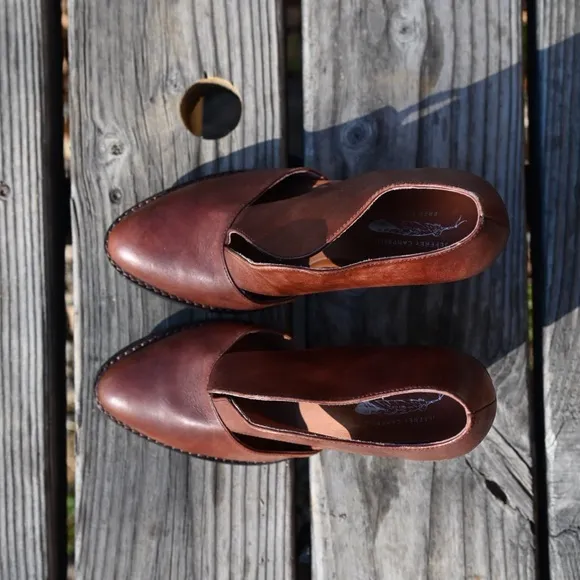 Free People Brown Heeled Boots with Stacked Heel