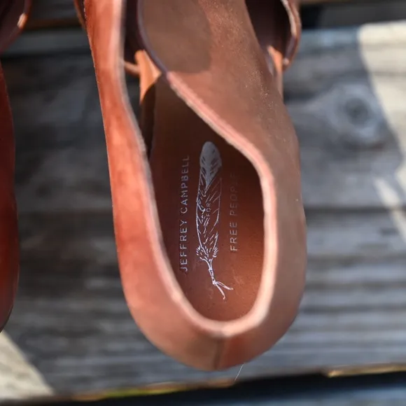 Free People Brown Heeled Boots with Stacked Heel