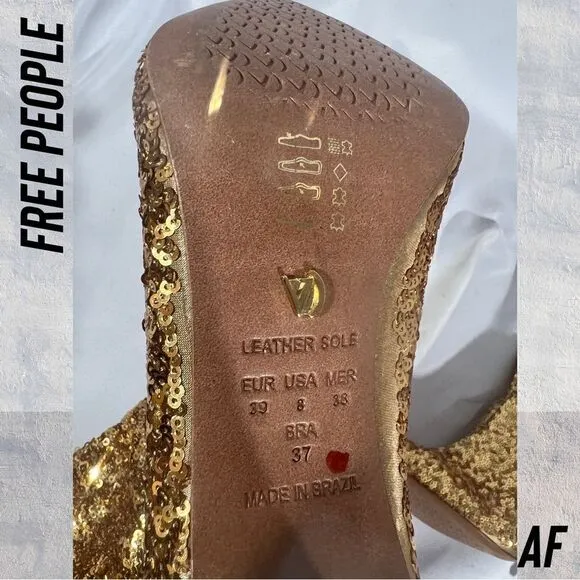 FREE PEOPLE BY VINCENZA AFTER MIDNIGHT SEQUINED BOOTS IN GOLD NEW SIZE 8
