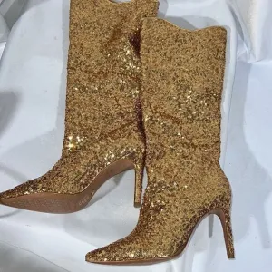 FREE PEOPLE BY VINCENZA AFTER MIDNIGHT SEQUINED BOOTS IN GOLD NEW SIZE 8