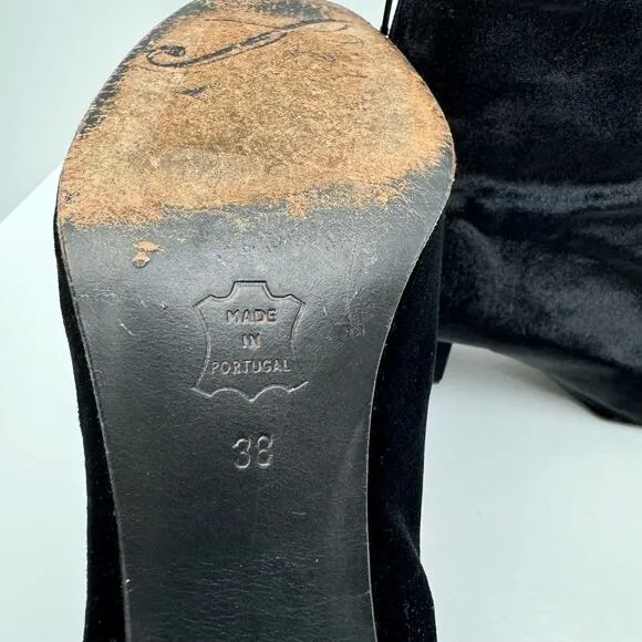 Free People Cecile Black Velvet Chunky Block Heel Round Toe Ankle Boots Booties