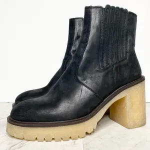 Free People James Black Leather Chelsea Heeled Boot 41 11