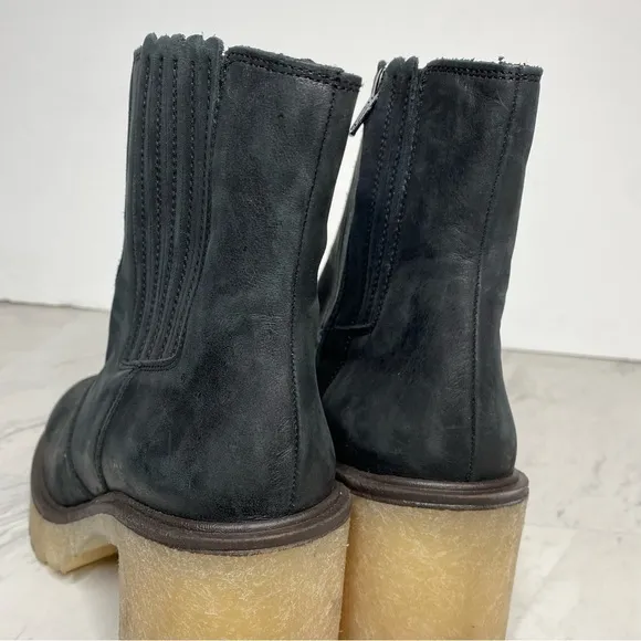 Free People James Black Leather Chelsea Heeled Boot 41 11