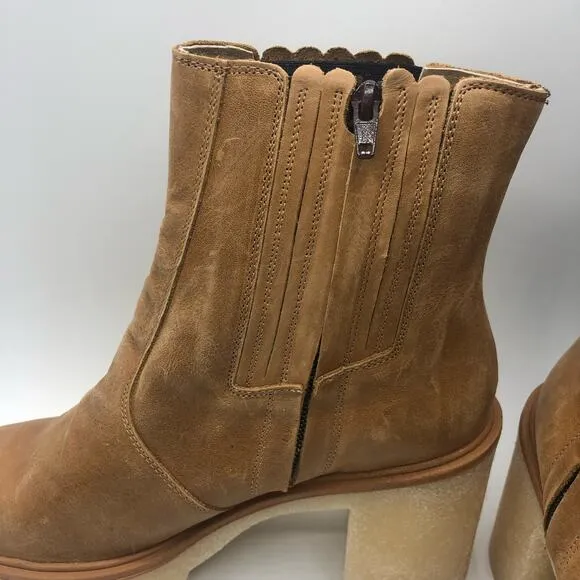 Free People James Chelsea Chunky Heel Boots Tan Size EU 40/ US 10
