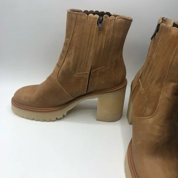 Free People James Chelsea Chunky Heel Boots Tan Size EU 40/ US 10