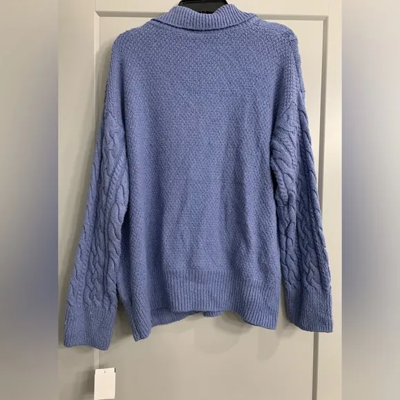 Free People Laurel Cable Knit Sweater Size Small Denim Grey/Blue
