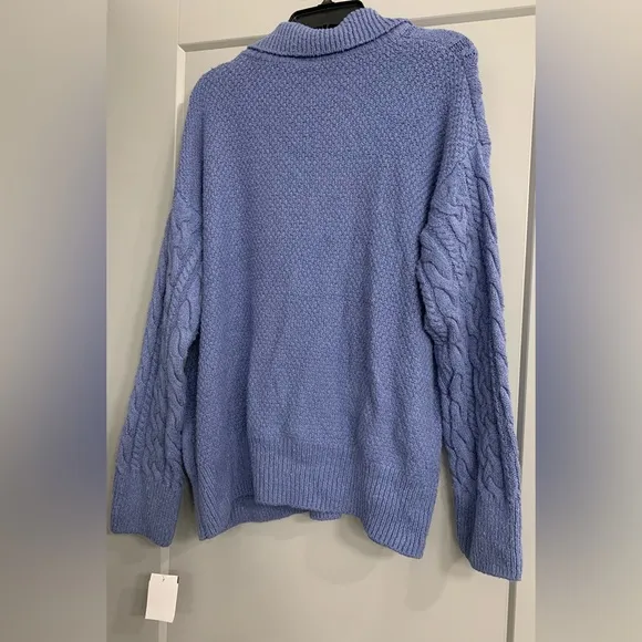 Free People Laurel Cable Knit Sweater Size Small Denim Grey/Blue