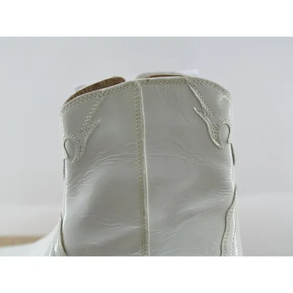 FREE PEOPLE NEW FRONTIER White Leather Cowboy Western Patent Leather‎ Boots 37