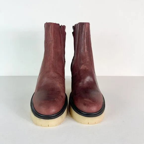 Free People NWOB Women's James Leather Chelsea Boots Brown Size 38.5