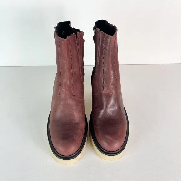 Free People NWOB Women's James Leather Chelsea Boots Brown Size 38.5