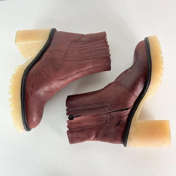 Free People NWOB Women's James Leather Chelsea Boots Brown Size 38.5
