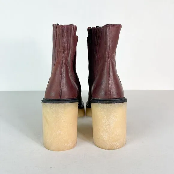 Free People NWOB Women's James Leather Chelsea Boots Brown Size 38.5