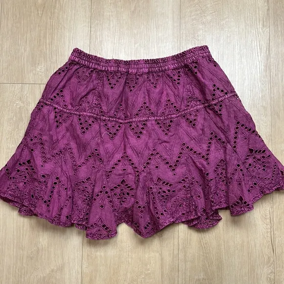 Free People Serenity Eyelet Mini Skirt Skort in Dreamy Mulberry MEDIUM 1245