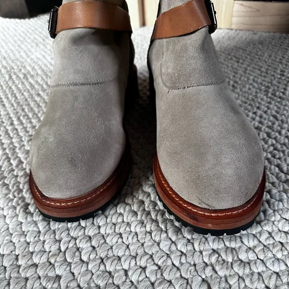 Free People Tristie Buckle Moto Tan Suede Leather Straps Knee High BootsSize 8