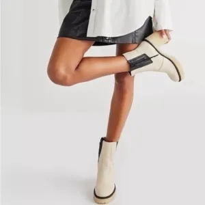 Free People White James Chunky Chelsea Boots 40