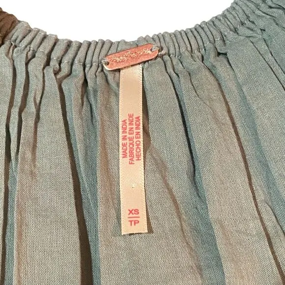 Free People Women Prettiest Pleats Mini Fit Flare Dress Size XS Green Open Back
