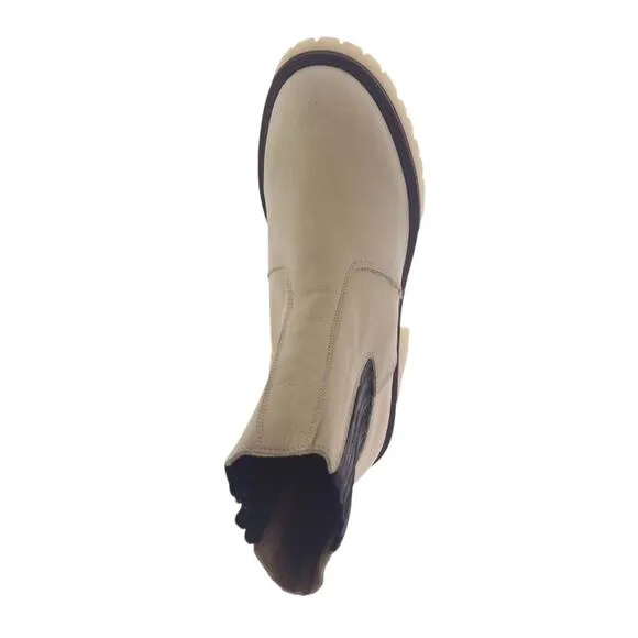 Free People Women's James Leather Chunky Lug Sole Chelsea Boots Bone Size 6 1/2