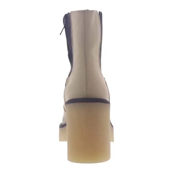 Free People Women's James Leather Chunky Lug Sole Chelsea Boots Bone Size 6 1/2