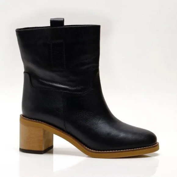 Free People Women's Leather Upper Tabby Ankle Boot Black Size 8.5 EU 39 NWOB