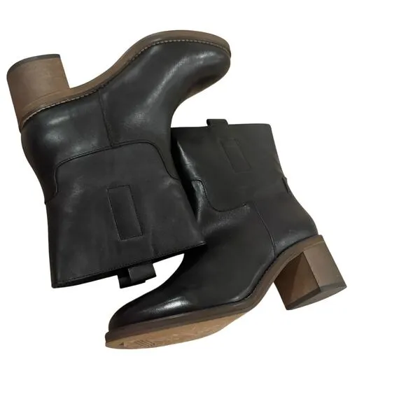 Free People Women's Leather Upper Tabby Ankle Boot Black Size 8.5 EU 39 NWOB