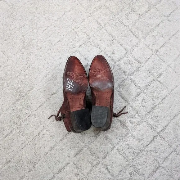 Freebird by Steven Boots Womens 8 Red Burgundy Ankle Booties Onyx Leather Suede