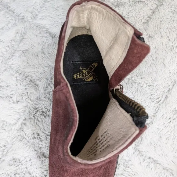 Freebird by Steven Boots Womens 8 Red Burgundy Ankle Booties Onyx Leather Suede