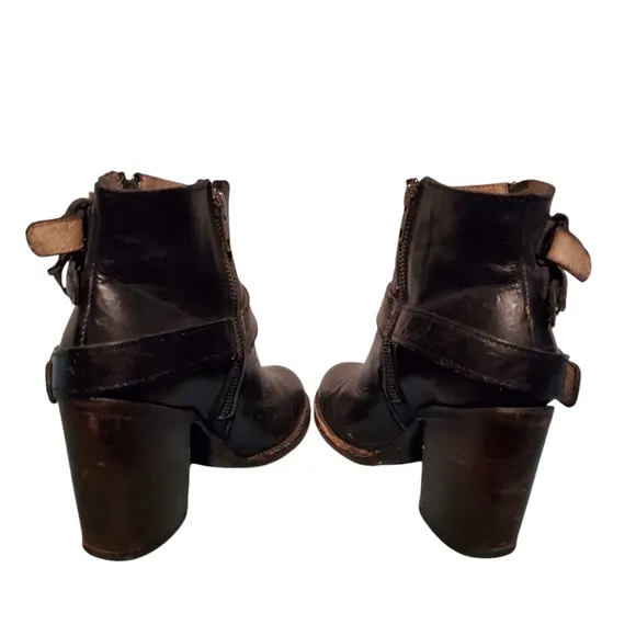 Freebird By Steven Leather Zip-Up Ankle Moto Riding Harness Boots Women's Size 9