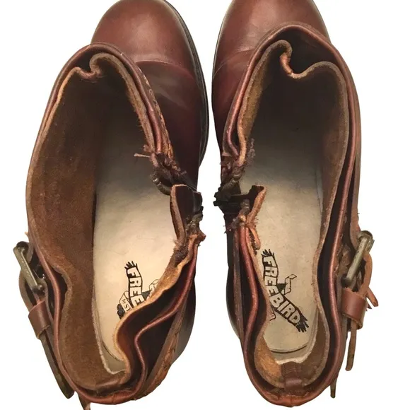 Freebird by Steven Lion Cognac Brown Distressed Leather Ankle Boots Size-11