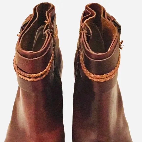Freebird by Steven Lion Cognac Brown Distressed Leather Ankle Boots Size-11