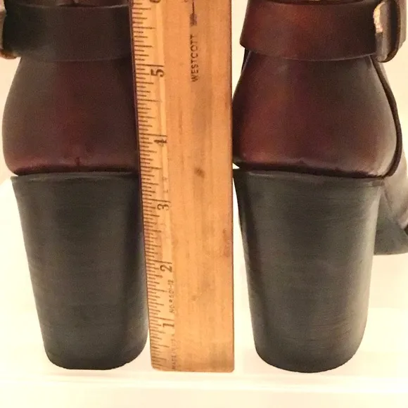 Freebird by Steven Lion Cognac Brown Distressed Leather Ankle Boots Size-11