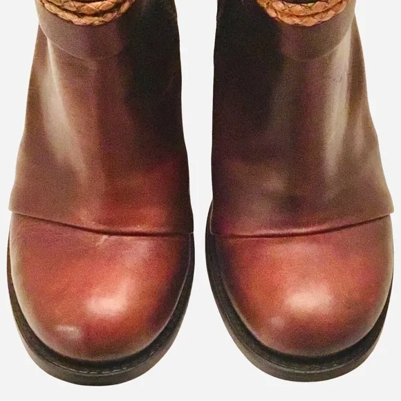 Freebird by Steven Lion Cognac Brown Distressed Leather Ankle Boots Size-11