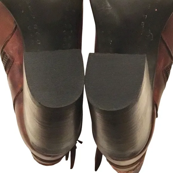 Freebird by Steven Lion Cognac Brown Distressed Leather Ankle Boots Size-11