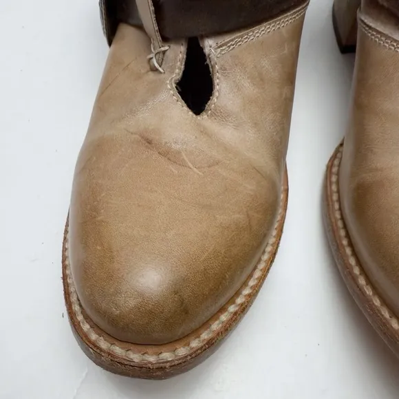 Freebird By Steven SALOON Taupe Leather Western Belted Boots Size 8
