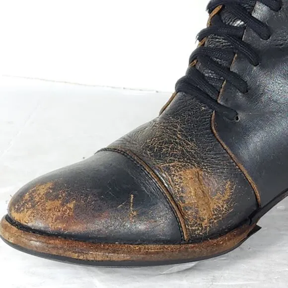 Freebird By Steven Women's SADLE US7 Black Distressed Leather Tall Riding Boots