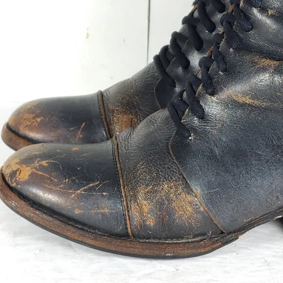 Freebird By Steven Women's SADLE US7 Black Distressed Leather Tall Riding Boots