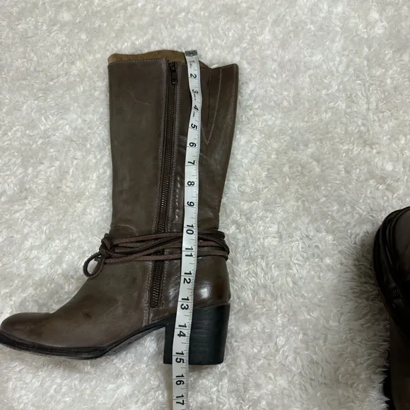 Freebird CASH Distressed Taupe Brown Zip Lace Up Leather Boots Size 7