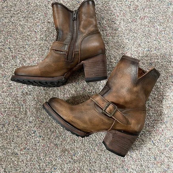 Freebird Leather Moto Boot Grunge Heel Buckle