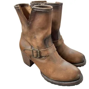 Freebird Leather Moto Boot Grunge Heel Buckle