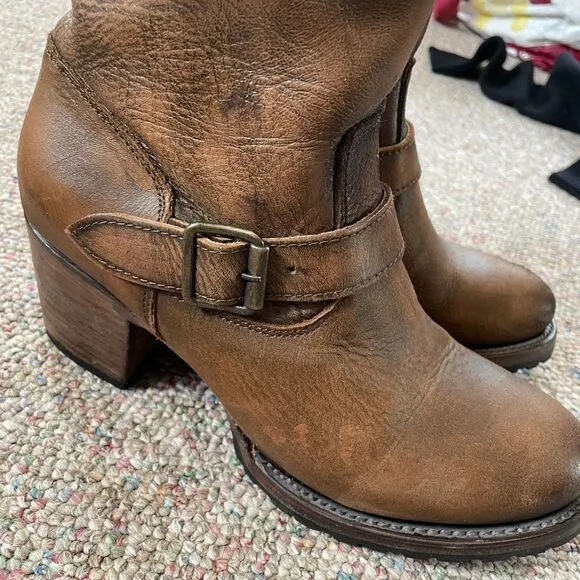 Freebird Leather Moto Boot Grunge Heel Buckle